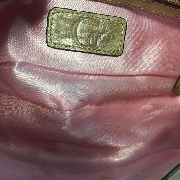 Guess Collection Beige Leather Studded Shoulder Bag With Gold Hardware - Picture 3 of 7